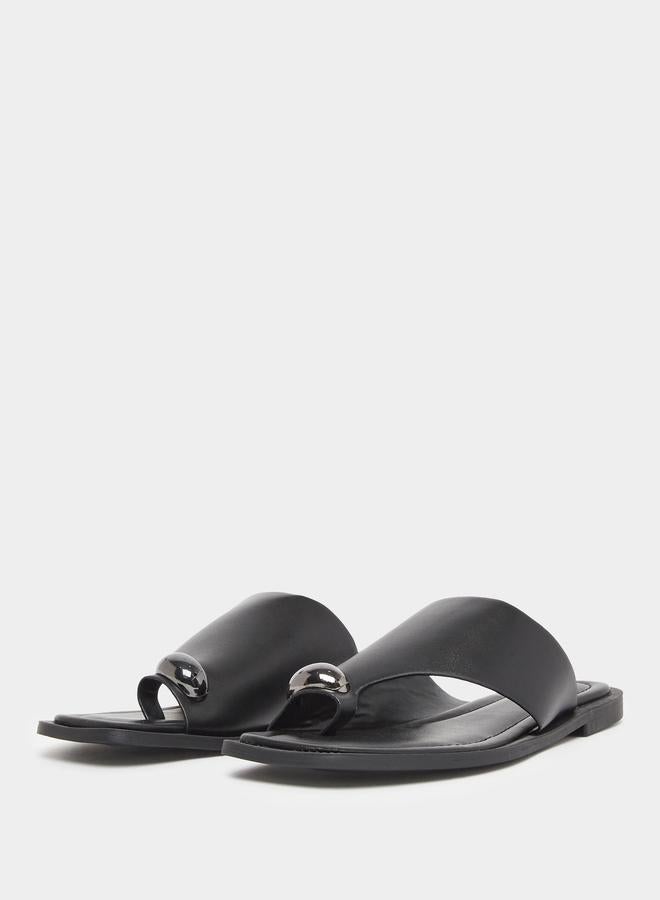 ستايلي صندل فلات سادة بإصبع - Image 2